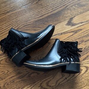 Fringe Black Rain Boots